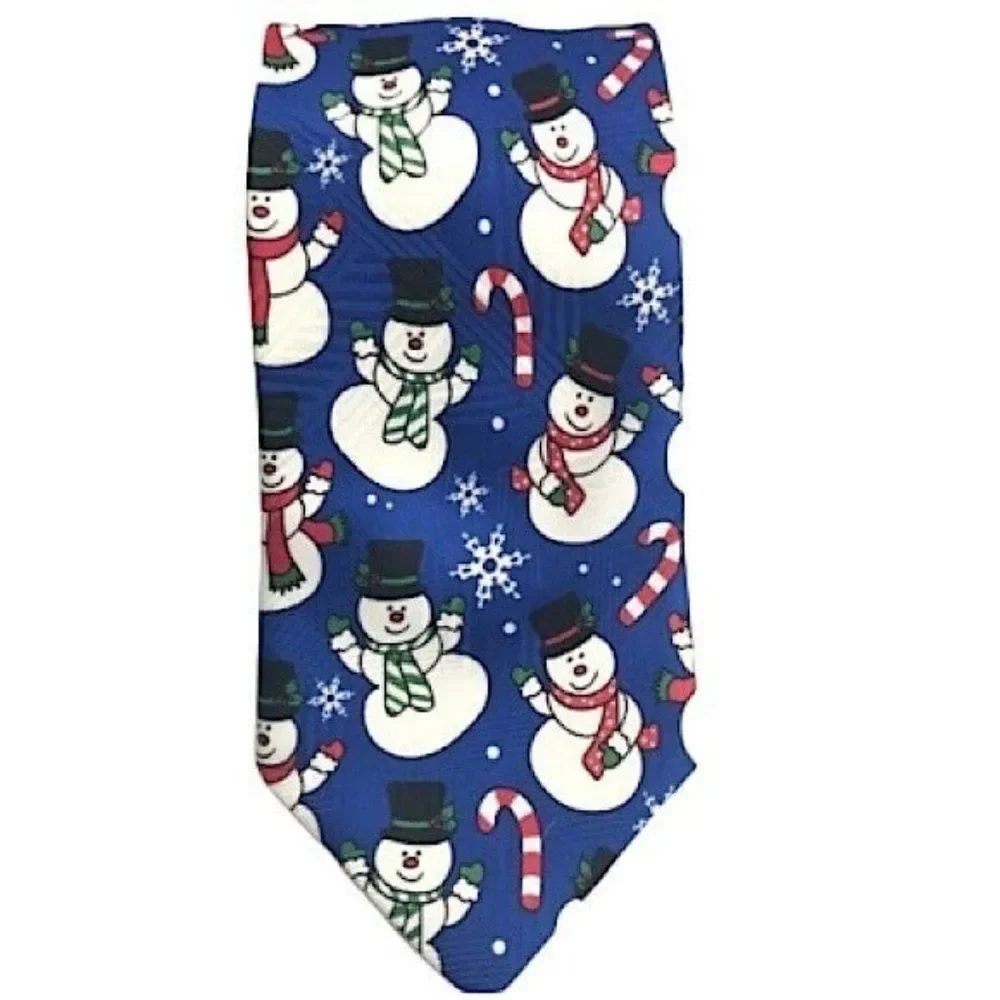 Christmas Ties Holiday Themed Snowman Santa Snowflake Candy Canes Festive